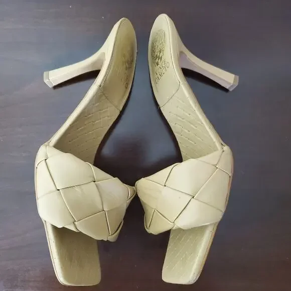 Vince Camuto VC-Berry Nude Braided Leather Heels - Size 9.5 Quiet Luxury - Picture 4 of 9